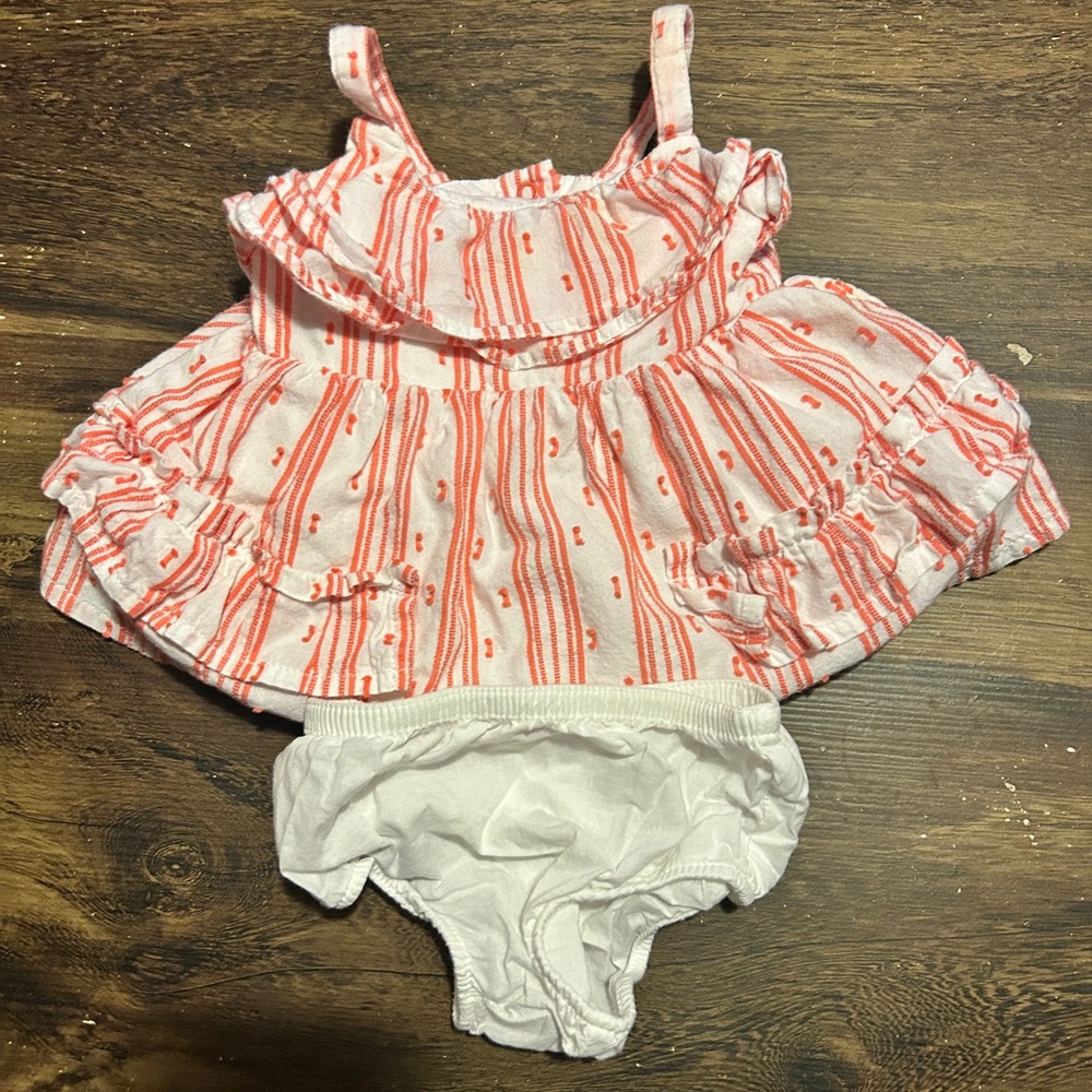 Cat & Jack pink and White Striped dress set